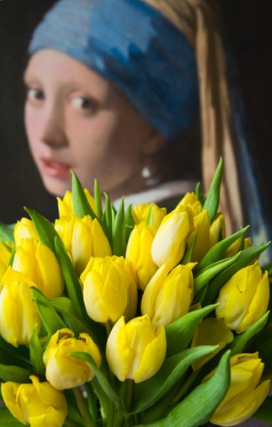 Meisje met tulpen